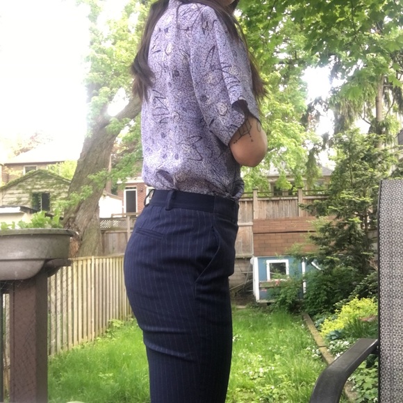 Uniqlo Pinstriped Blue Pants - Picture 3 of 4